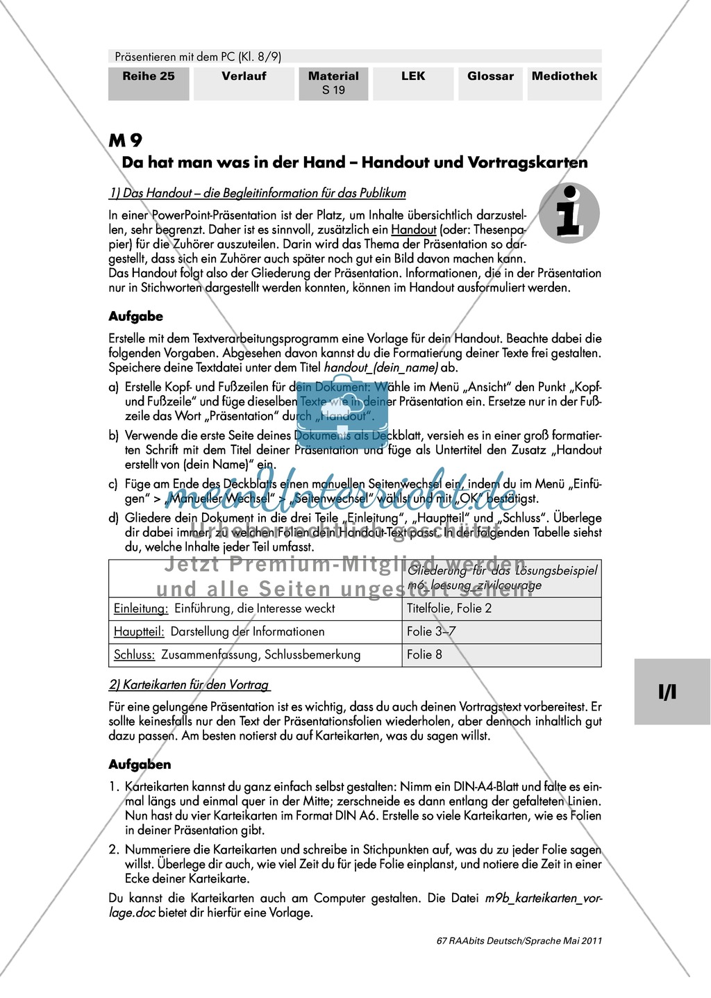 Handout und Vortragskarten erstellen und auf eine Präsentation abstimmen Preview 1