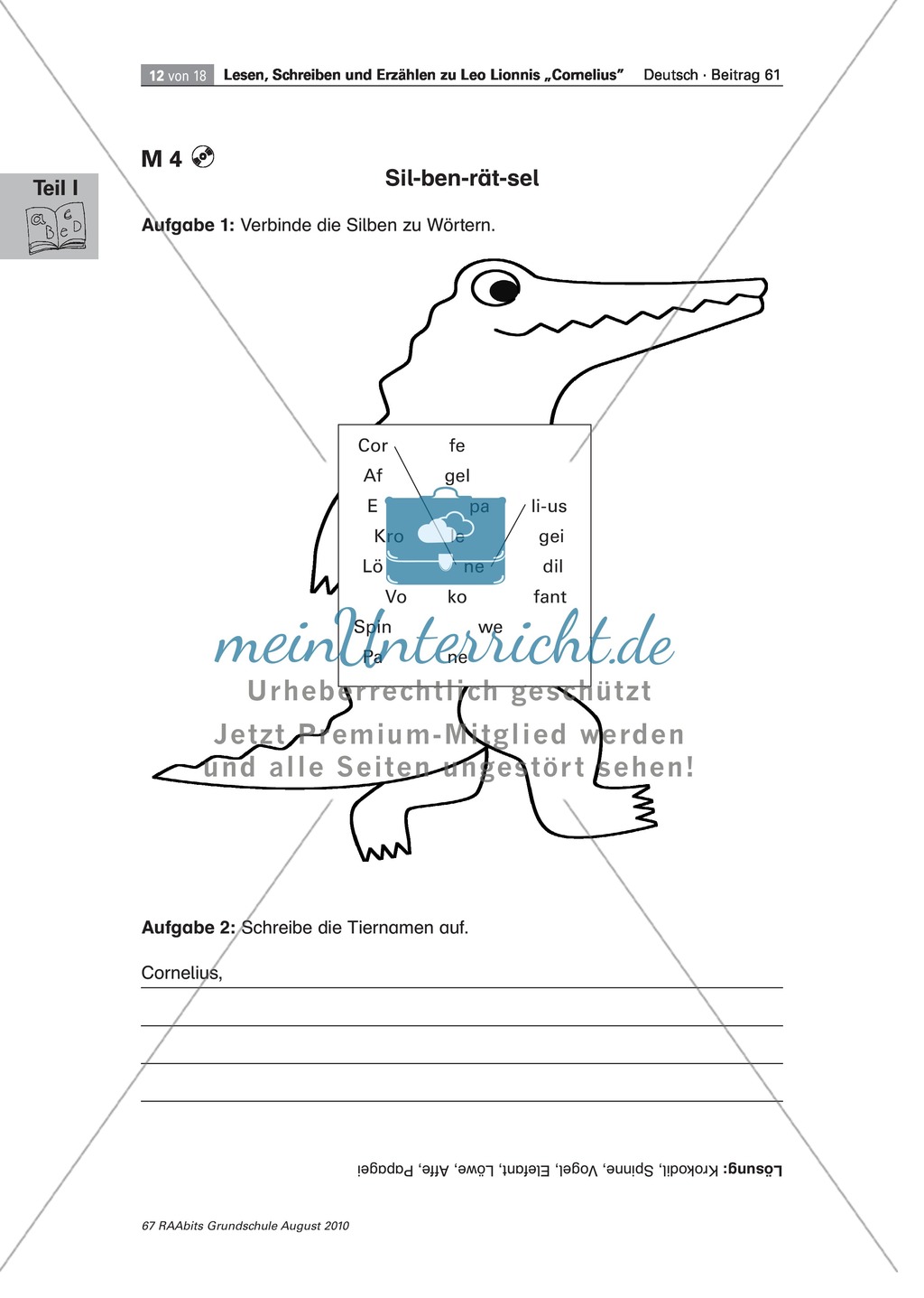 Wir lesen das Bilderbuch "Cornelius": Gesamtes Material Preview 12