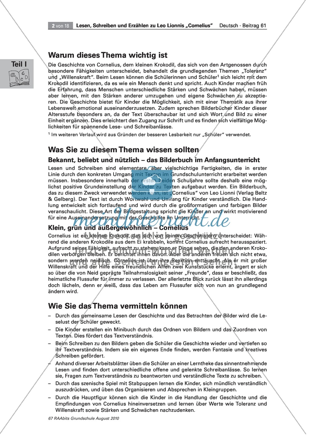 Wir lesen das Bilderbuch "Cornelius": Gesamtes Material Preview 2