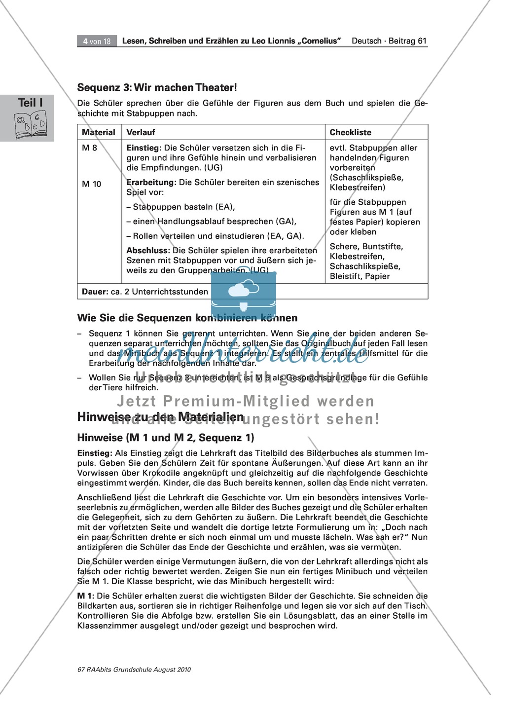 Wir lesen das Bilderbuch "Cornelius": Gesamtes Material Preview 4