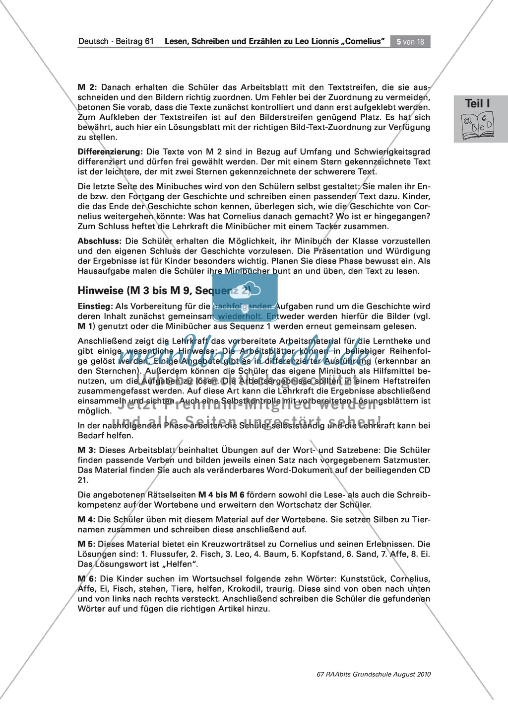 Wir lesen das Bilderbuch "Cornelius": Gesamtes Material Preview 5