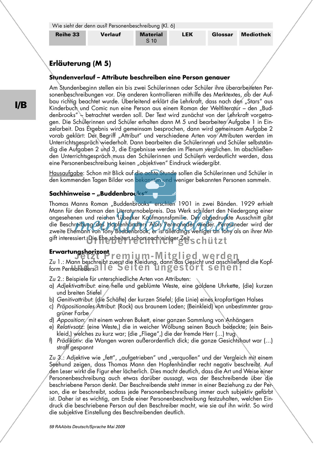 Attribute als sprachliche Gestaltungsmittel einer Personenbeschreibung: Auszug aus den "Buddenbrooks" Preview 2