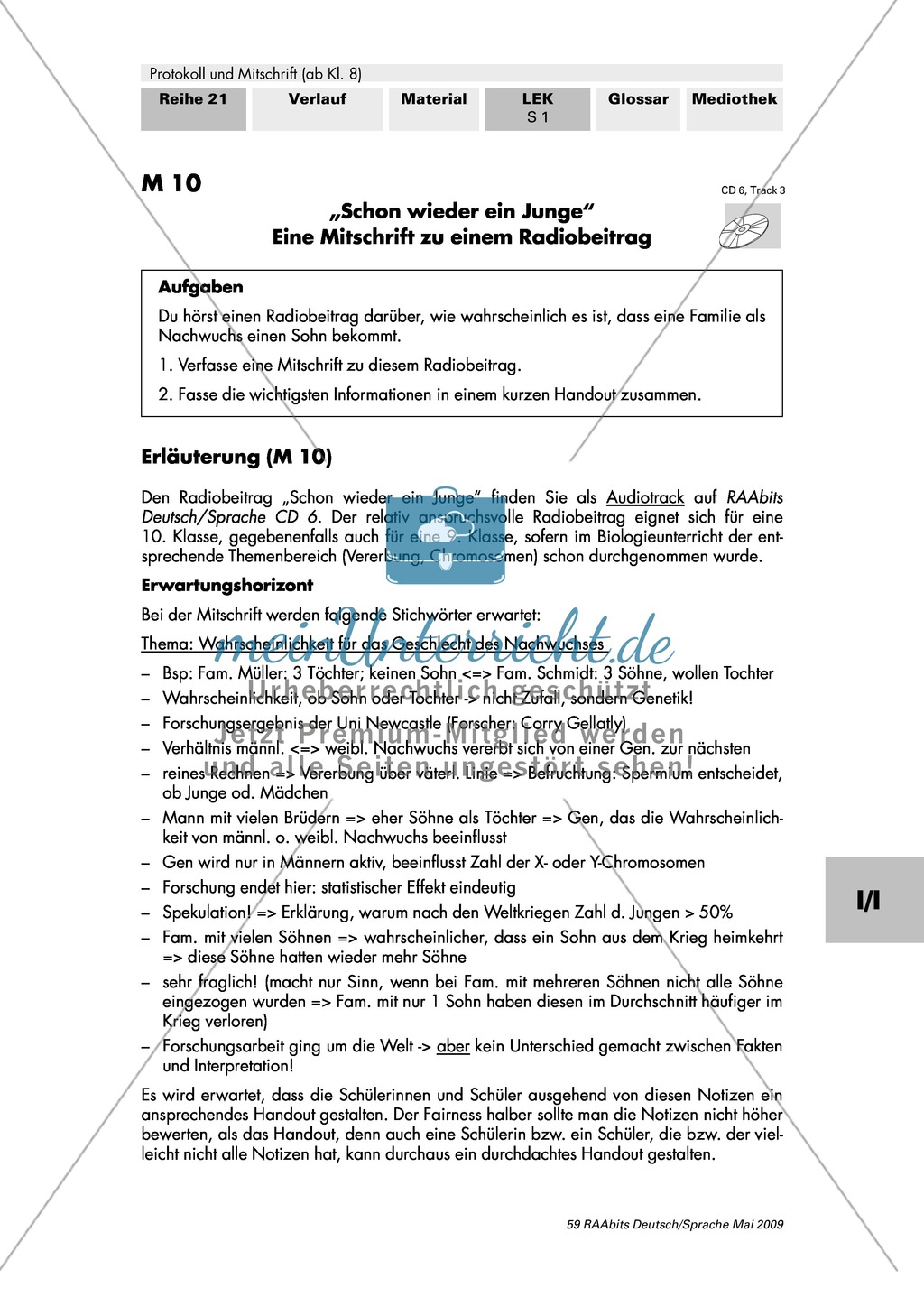 Lernerfolgskontrolle: Eine Mitschrift zu einem Radiobeitrag verfassen Preview 1