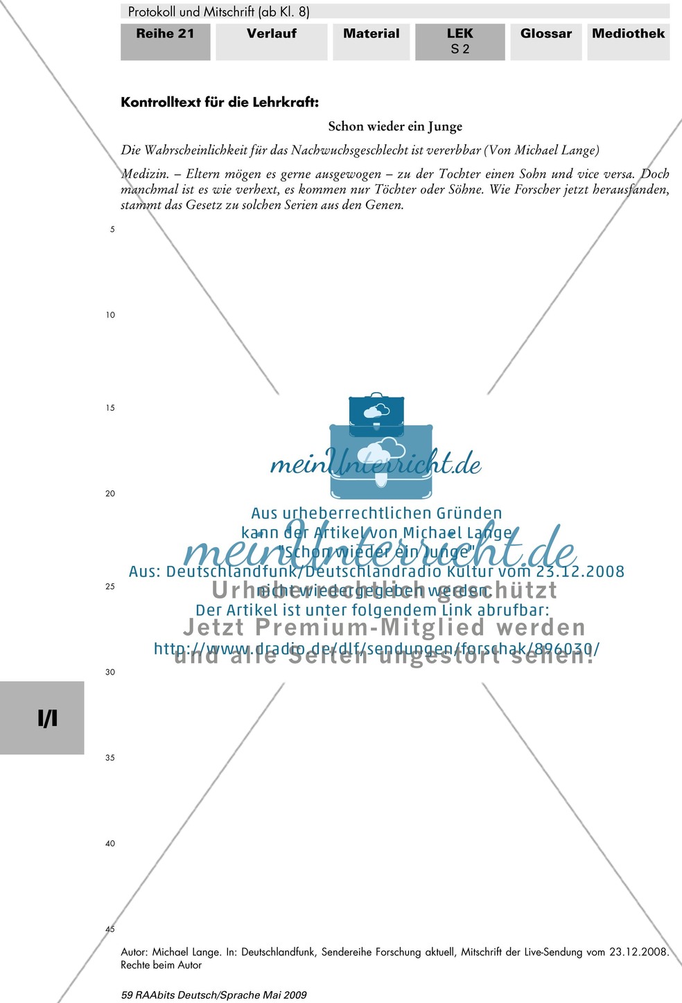 Lernerfolgskontrolle: Eine Mitschrift zu einem Radiobeitrag verfassen Preview 2
