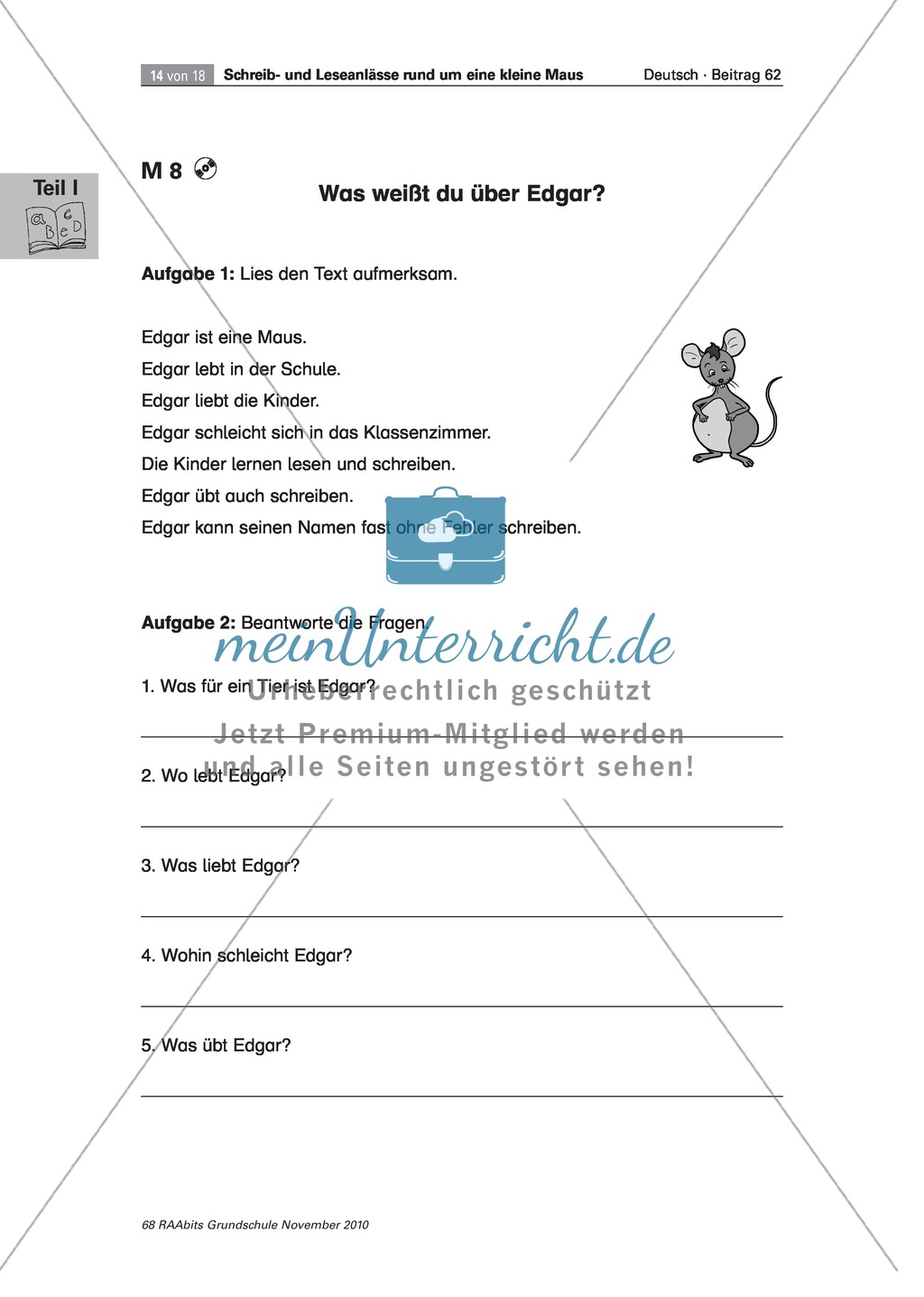 Edgar erlebt Abenteuer. Geschichten zu einer literarischen Figur schreiben und lesen Preview 14