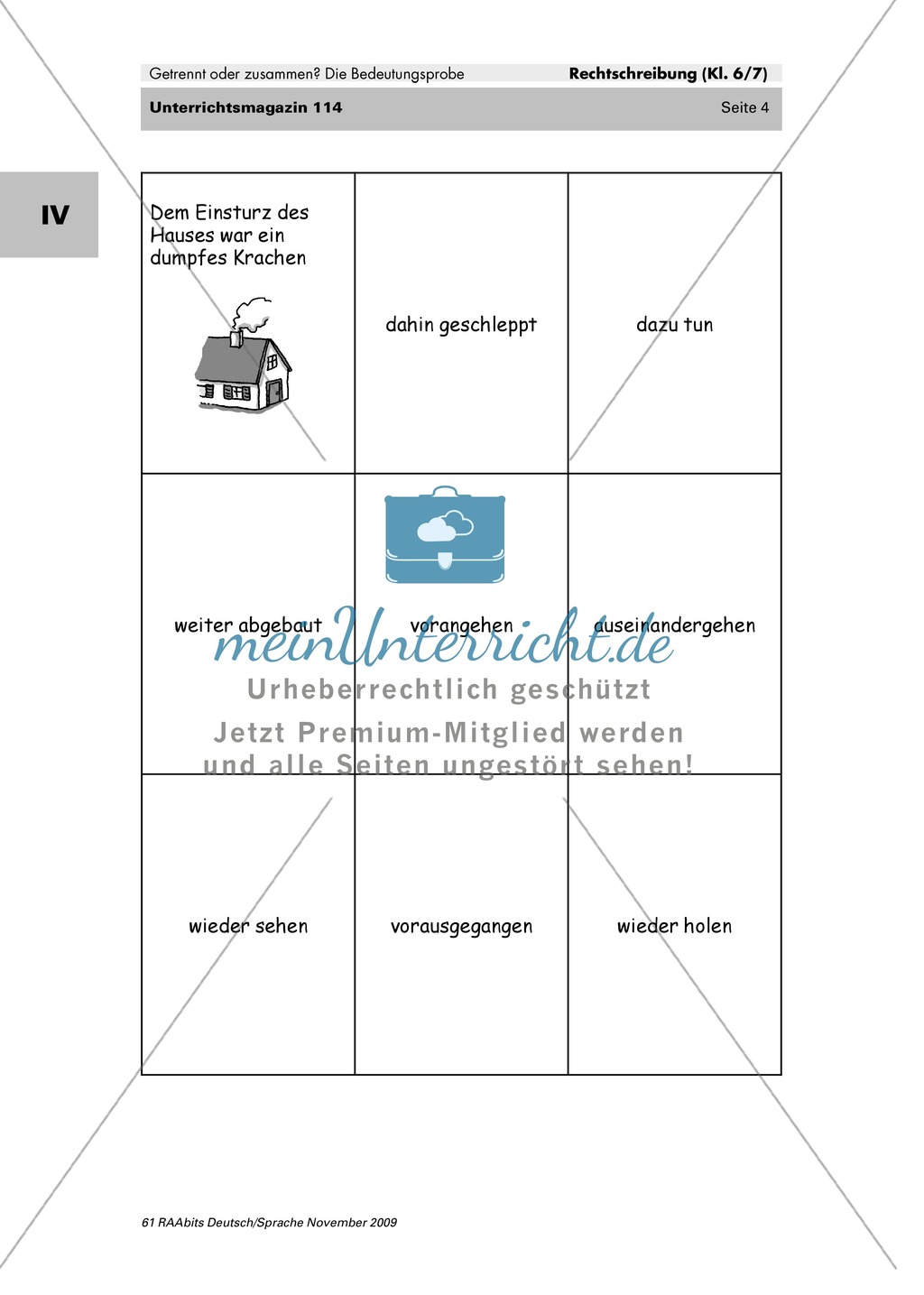 Getrennt- und Zusammenschreibung bei Adverb+Verb-Fügungen: Kartenspiel Preview 2