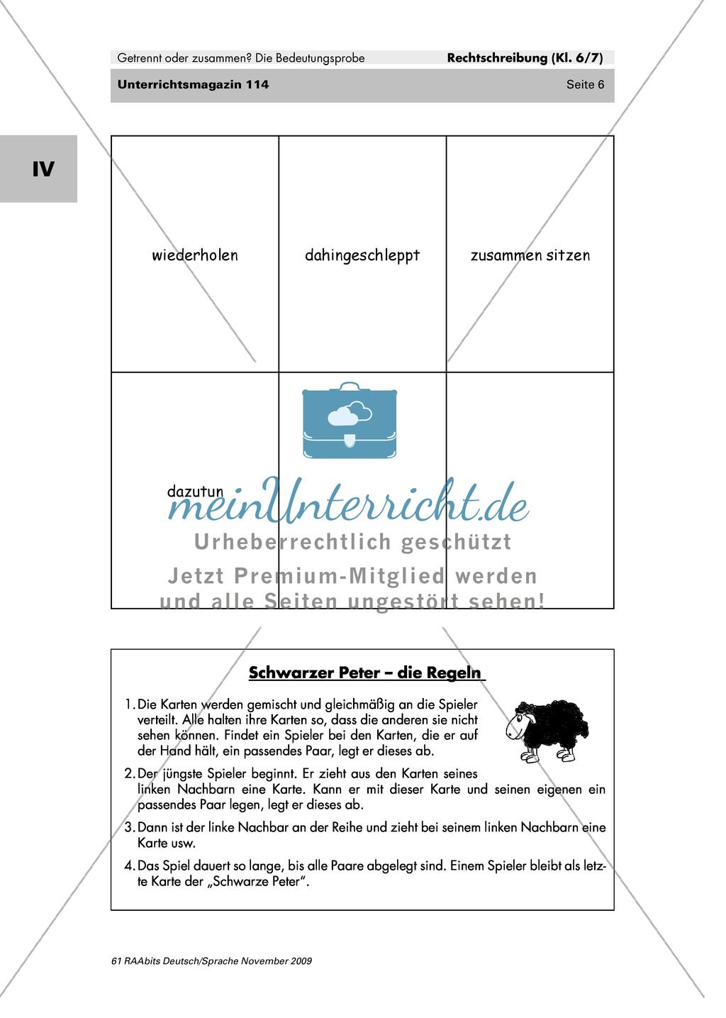 Getrennt- und Zusammenschreibung bei Adverb+Verb-Fügungen: Kartenspiel Preview 4