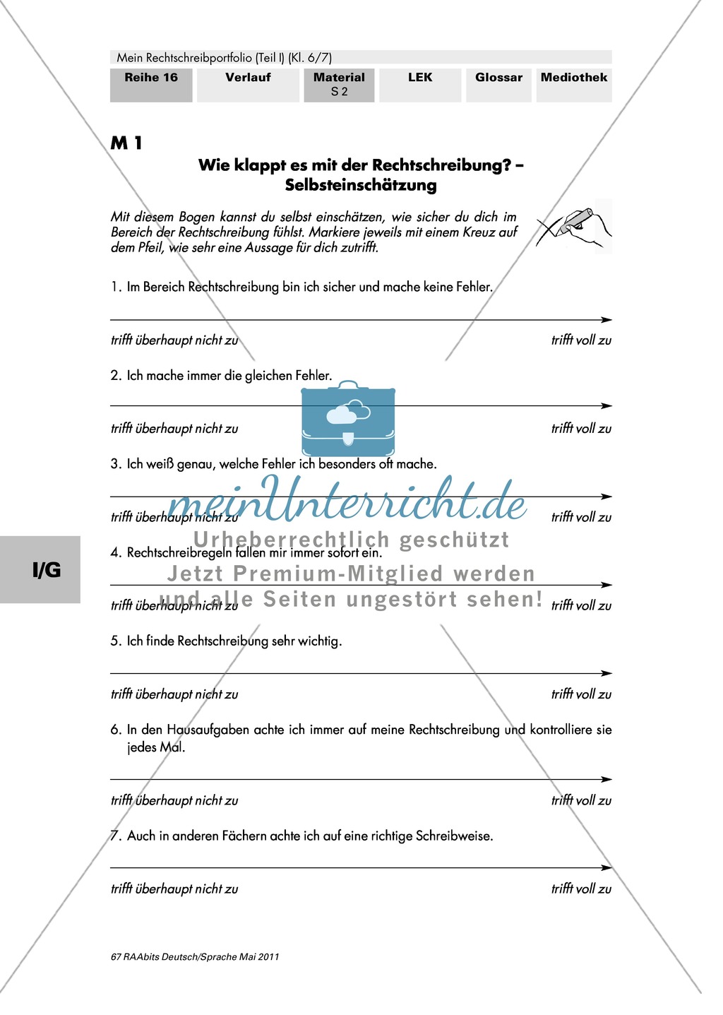 Selbsteinschätzung und Sensibilisierung für das Thema Rechtschreibung mithilfe des Rechtschreibportfolios Preview 1