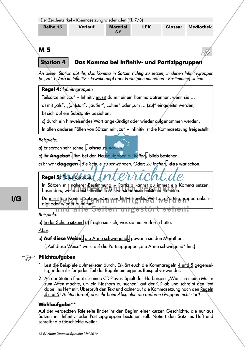 Der Zeichenzirkel - Arbeit an Stationen: Kommasetzung wiederholen + üben Preview 8