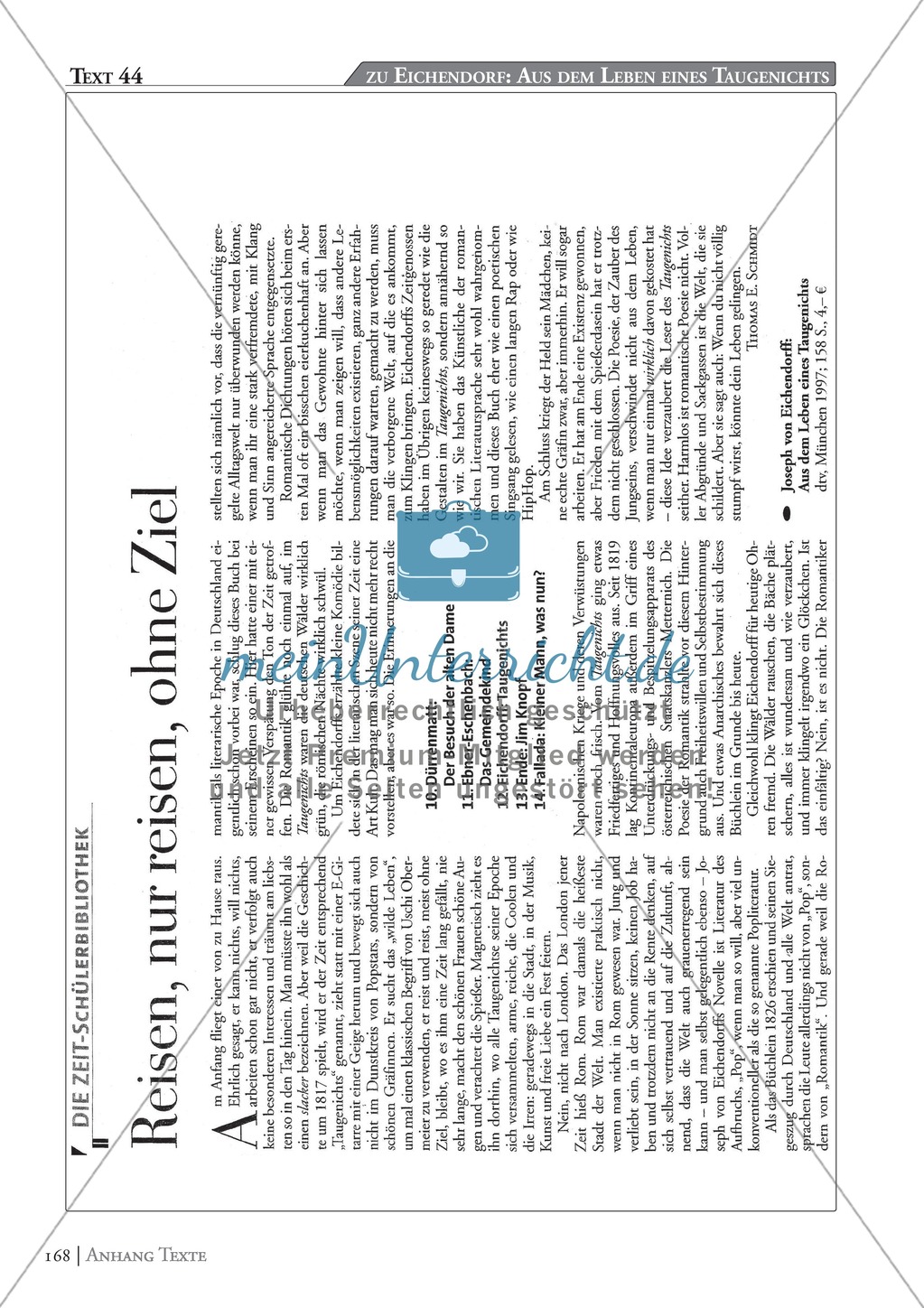 Eichendorf - Aus dem Leben eines Taugenichts: Erläuterung + Zeitungsartikel Preview 2