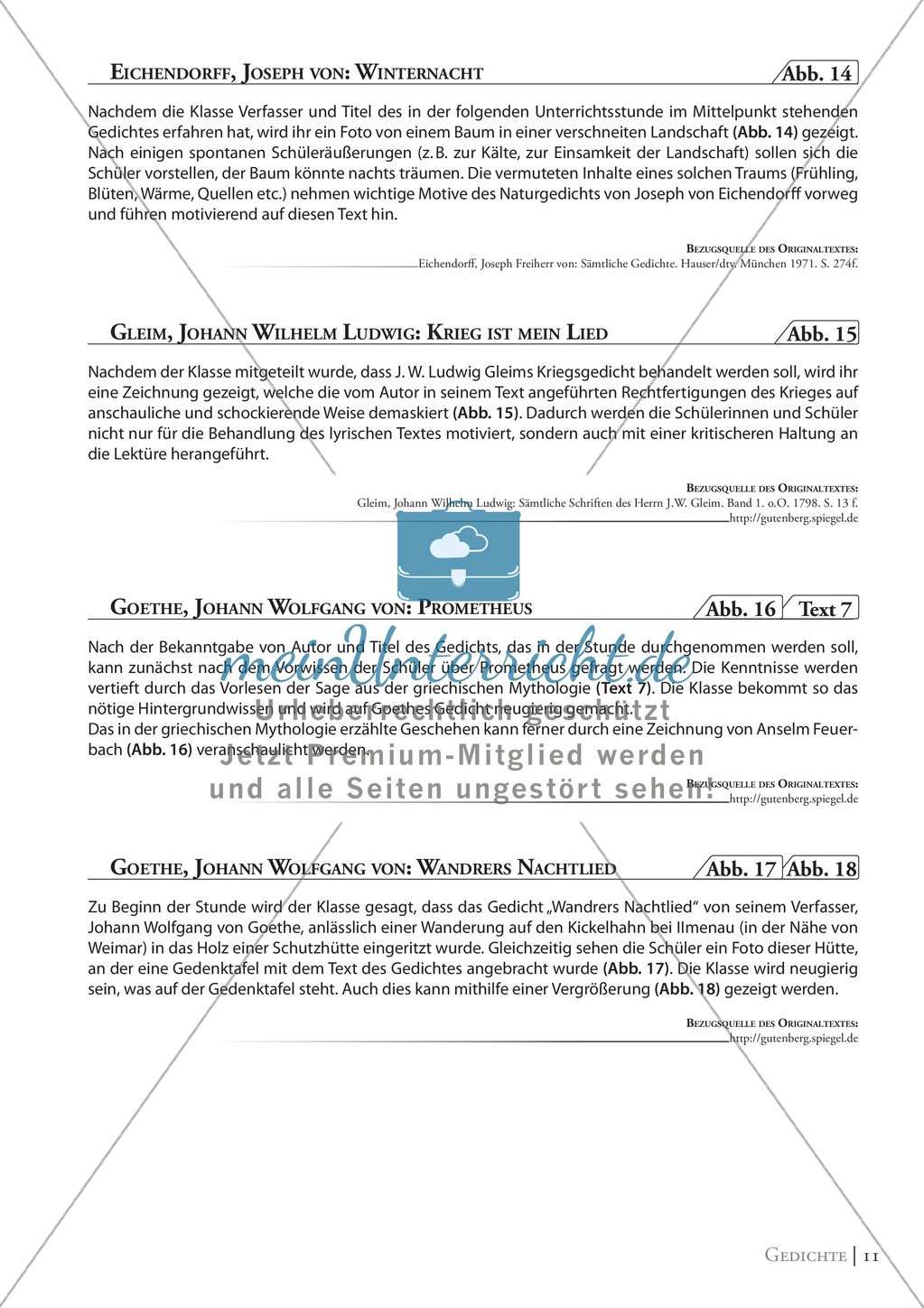 Goethe - Prometheus: Erläuterung, Zeichnung und Text Preview 1