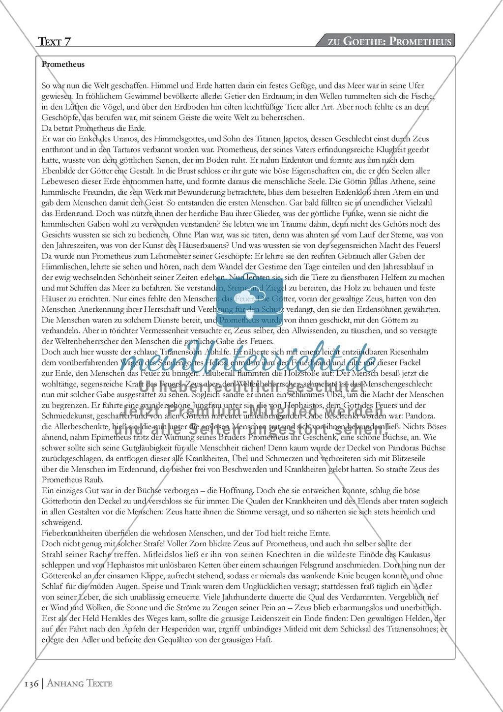 Goethe - Prometheus: Erläuterung, Zeichnung und Text Preview 3