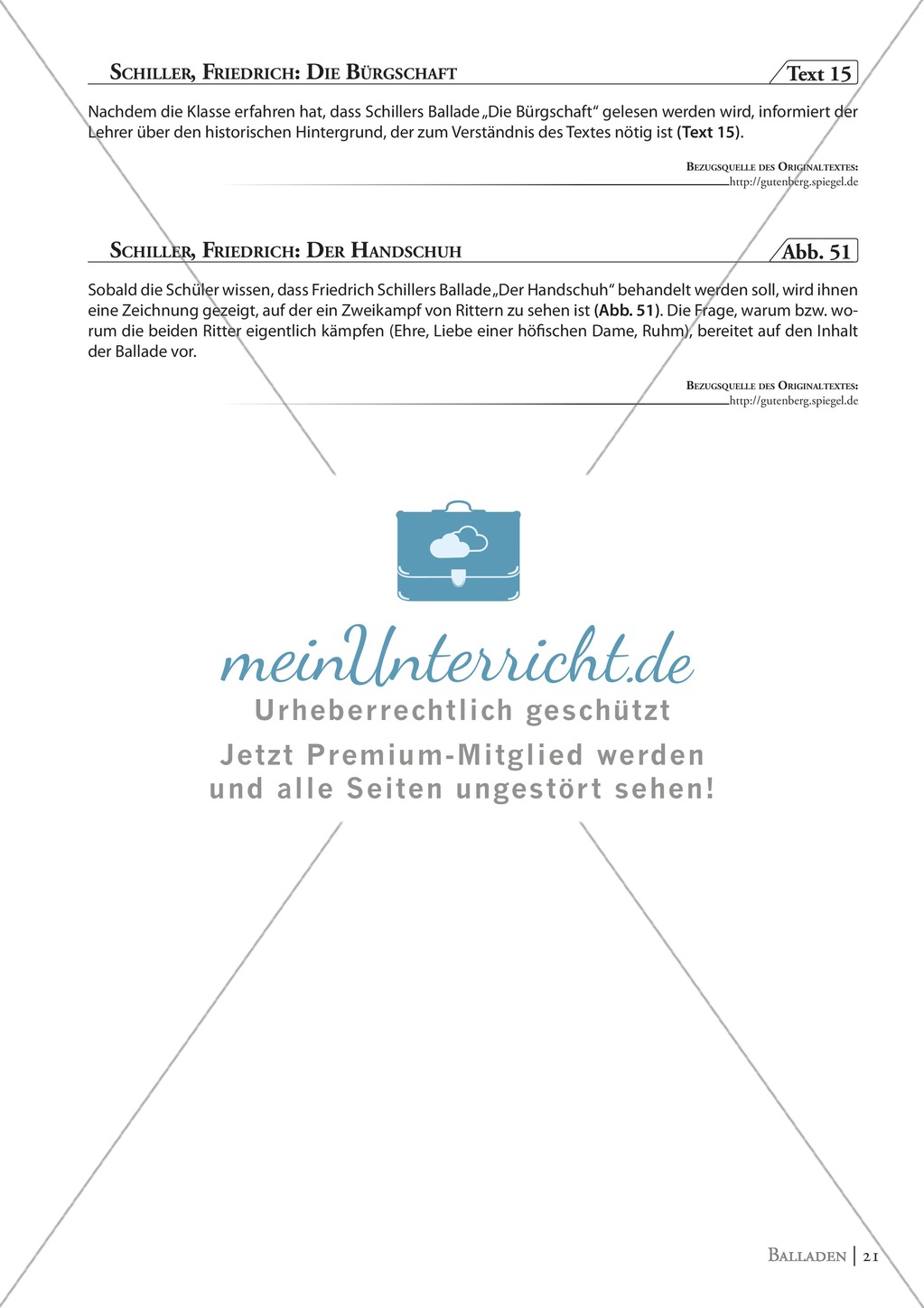 Schiller - Die Bürgschaft: Erläuterung und Text Preview 1