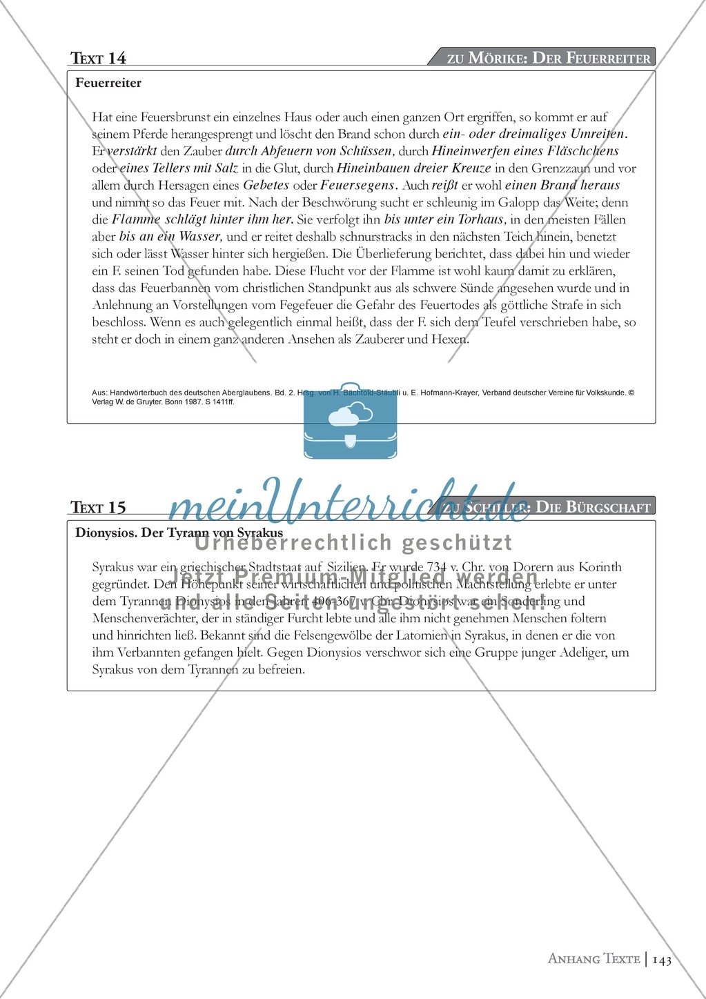 Schiller - Die Bürgschaft: Erläuterung und Text Preview 2