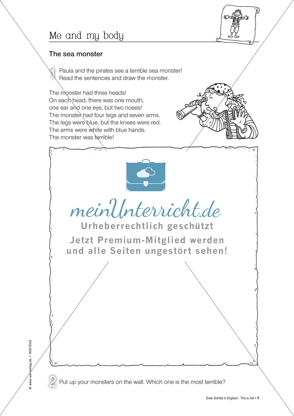 Me and my body: Übungen + Lösungen Preview 4
