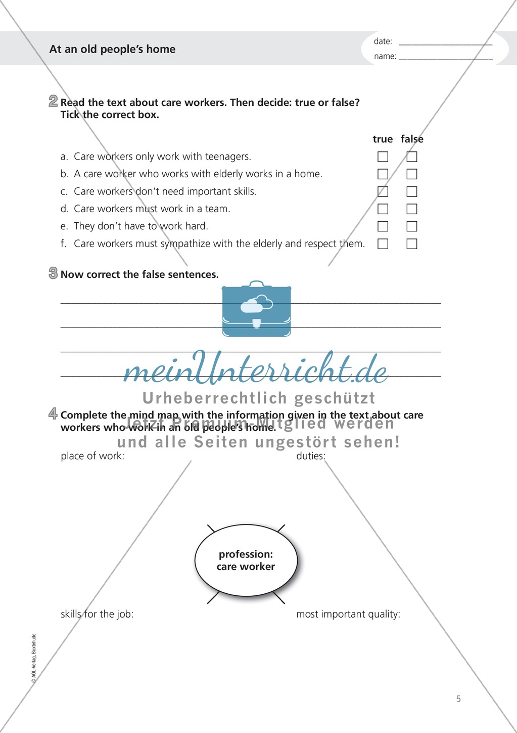 At an old people's home: Wortschatz + Übungen zu Conditional clauses type I Preview 2
