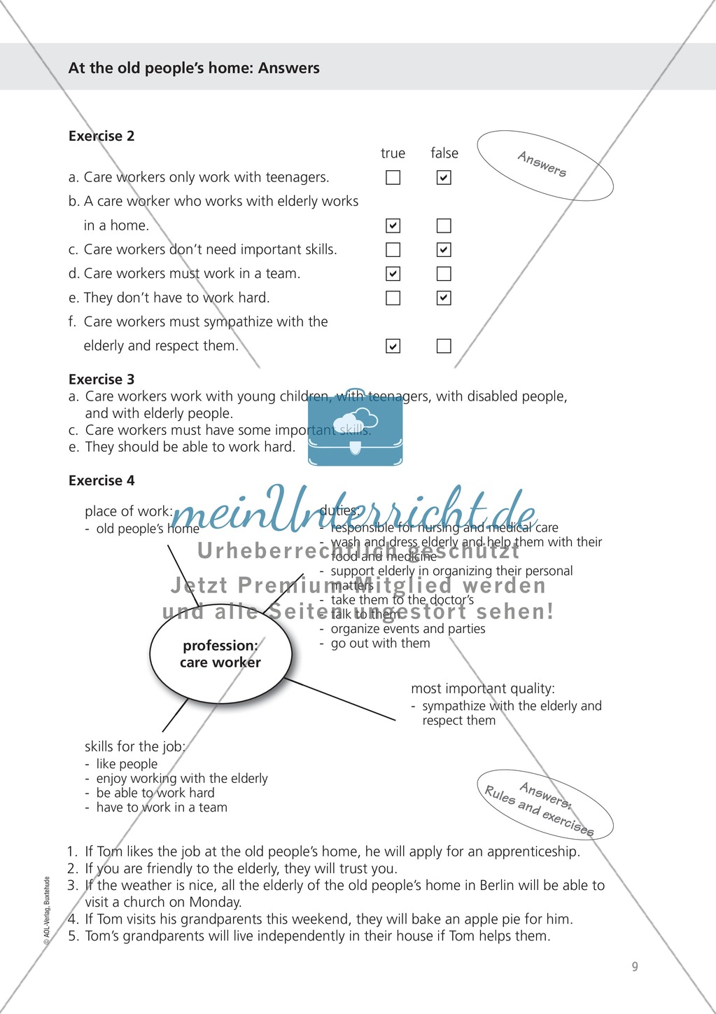 At an old people's home: Wortschatz + Übungen zu Conditional clauses type I Preview 6