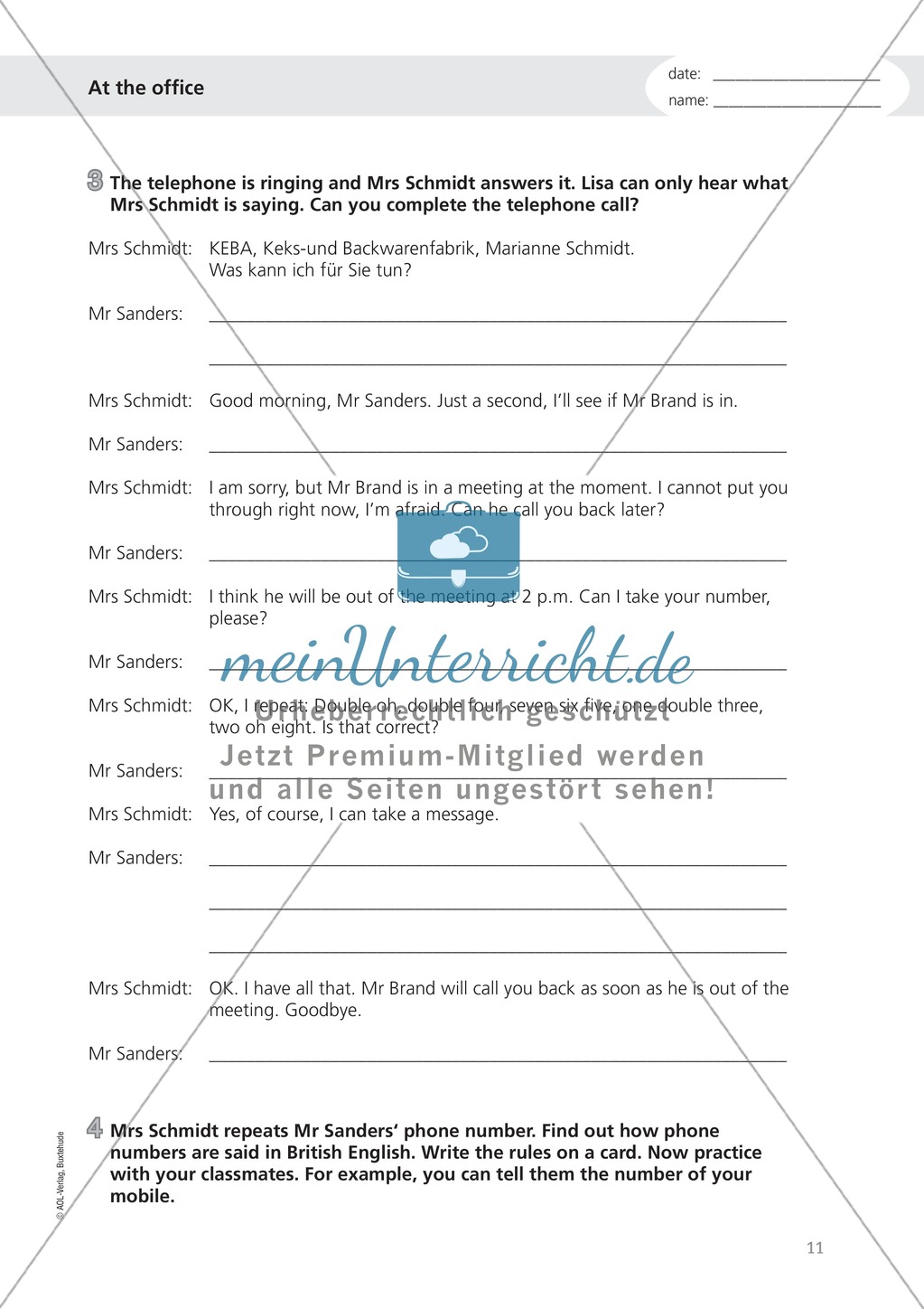 Working in an office: Wortschatz Sekretariat + Präpositionen der Zeit Preview 2