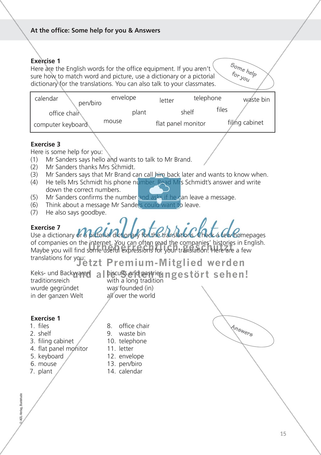 Working in an office: Wortschatz Sekretariat + Präpositionen der Zeit Preview 6