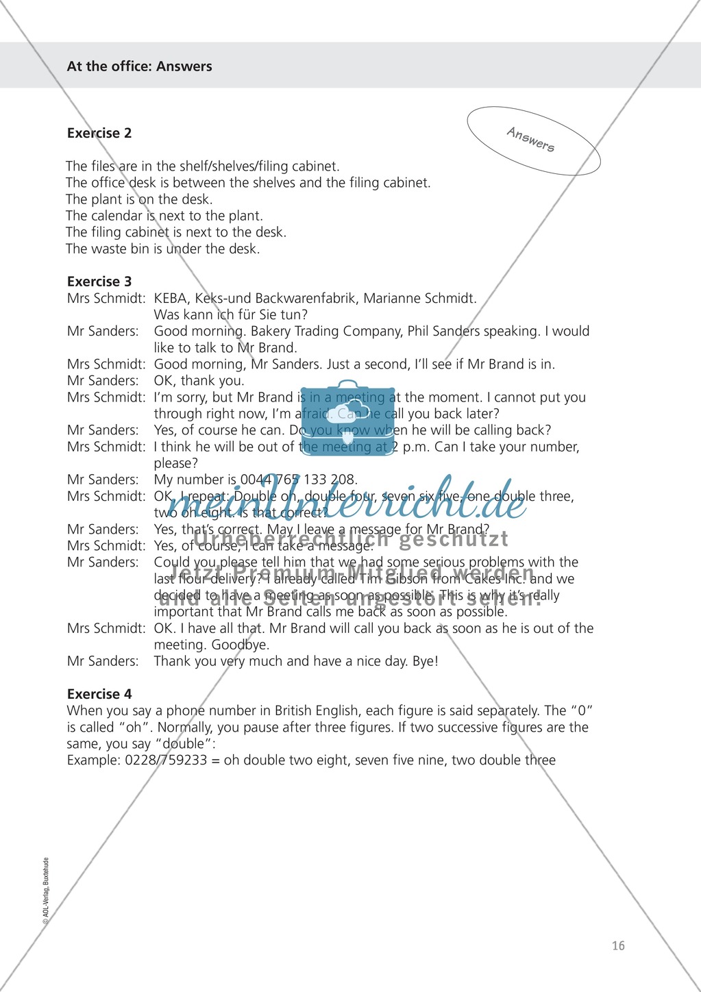 Working in an office: Wortschatz Sekretariat + Präpositionen der Zeit Preview 7