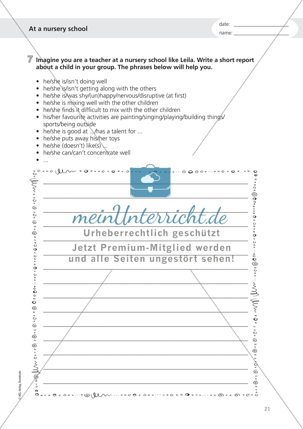 Working in a nursery school: Wortschatz Kinderbetreuung + Übungen zum Gerund Preview 4