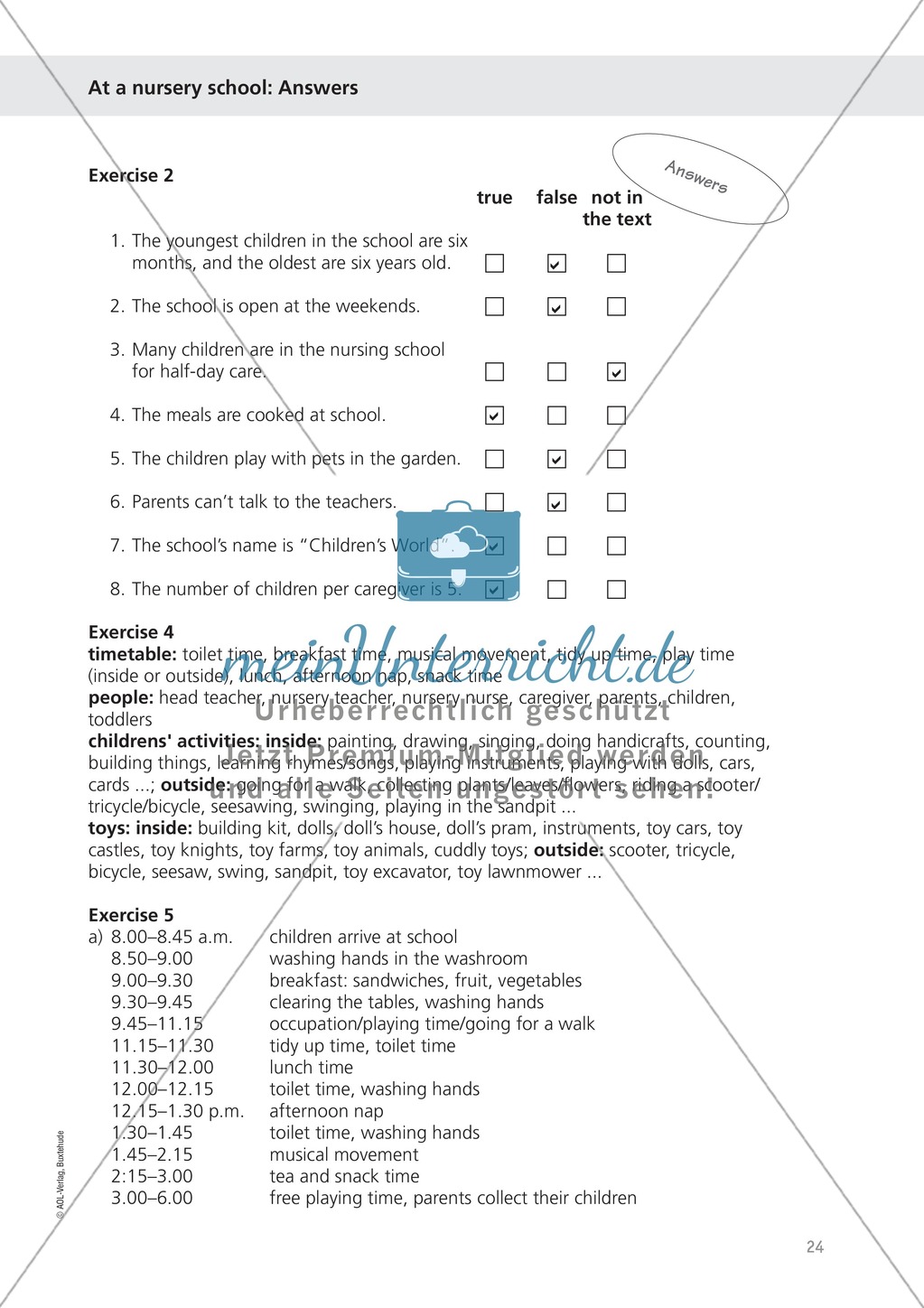 Working in a nursery school: Wortschatz Kinderbetreuung + Übungen zum Gerund Preview 7