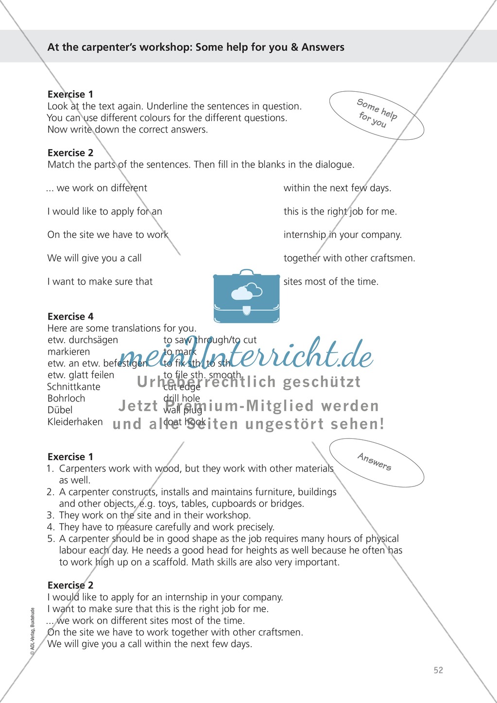 Working as a carpenter: Wortschatz Schreiner + Übungen zu Relativsätzen Preview 6