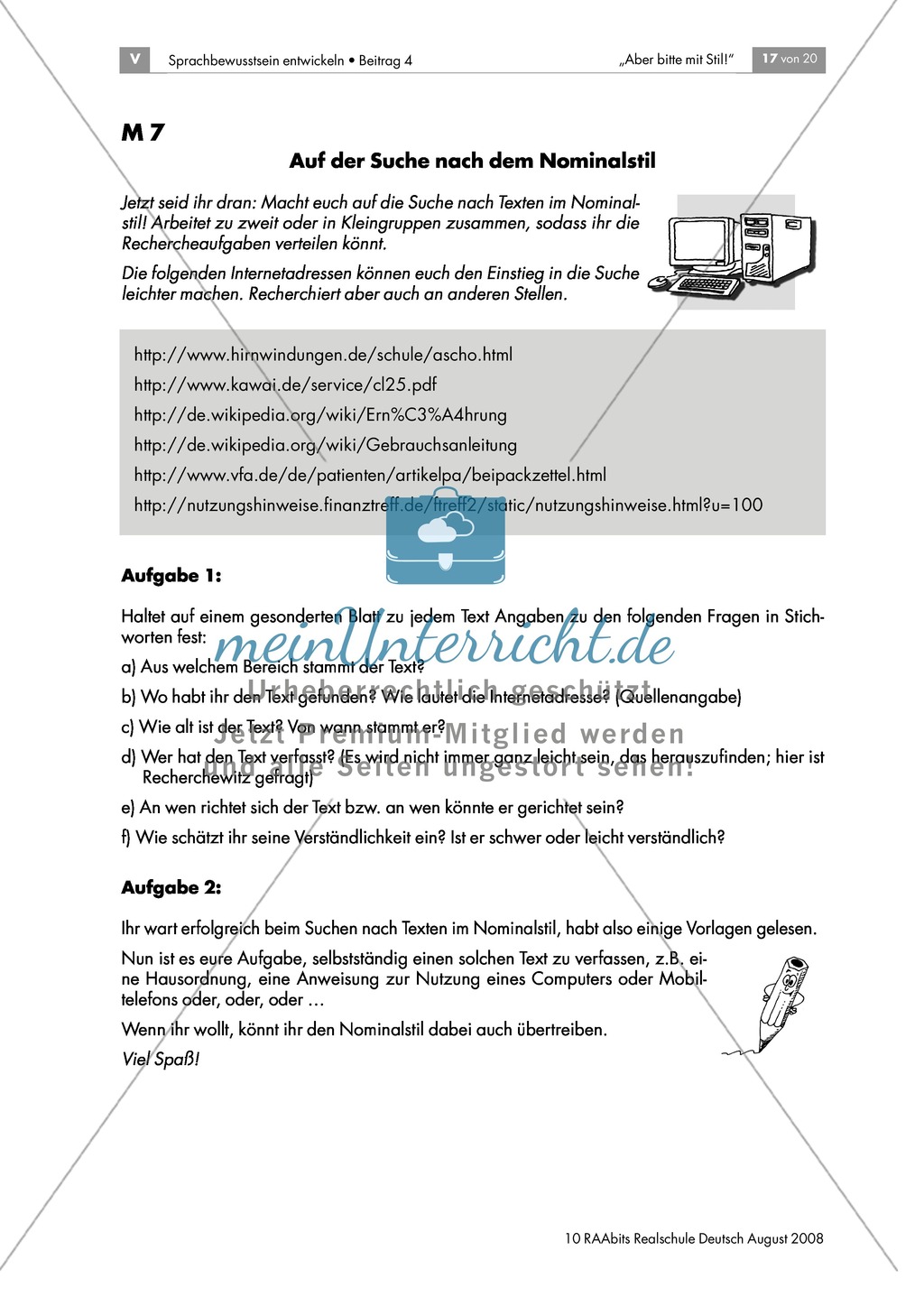 Internetrecherche: Alltagsbeispiele für den Nominalstil Preview 4