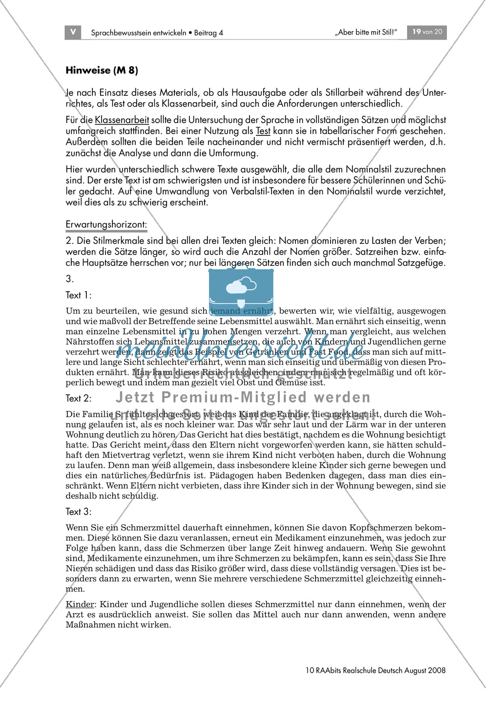 Lernerfolgskontrolle: Texte im Nominalstil untersuchen Preview 2