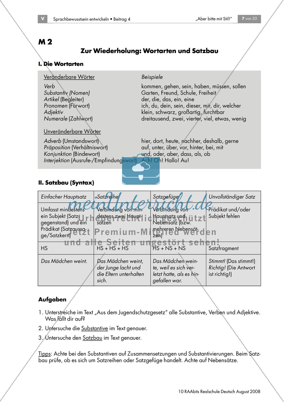 Jugendschutzgesetz: Einen Text im Nominalstil erschließen + Wiederholung grammatischer Grundkenntnisse Preview 2