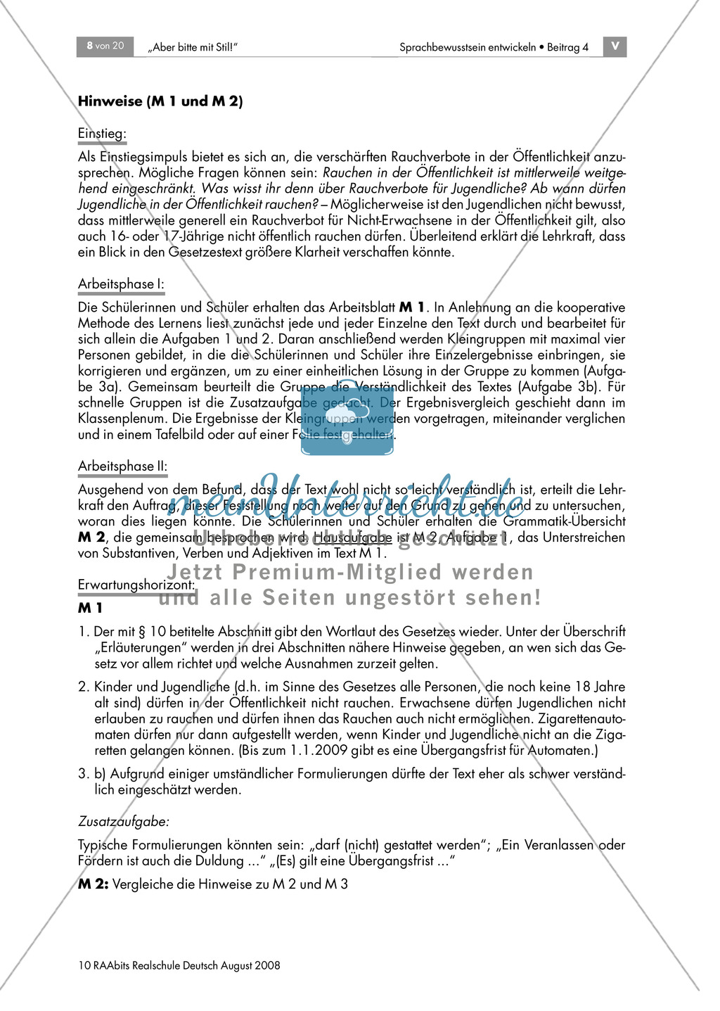 Jugendschutzgesetz: Einen Text im Nominalstil erschließen + Wiederholung grammatischer Grundkenntnisse Preview 3
