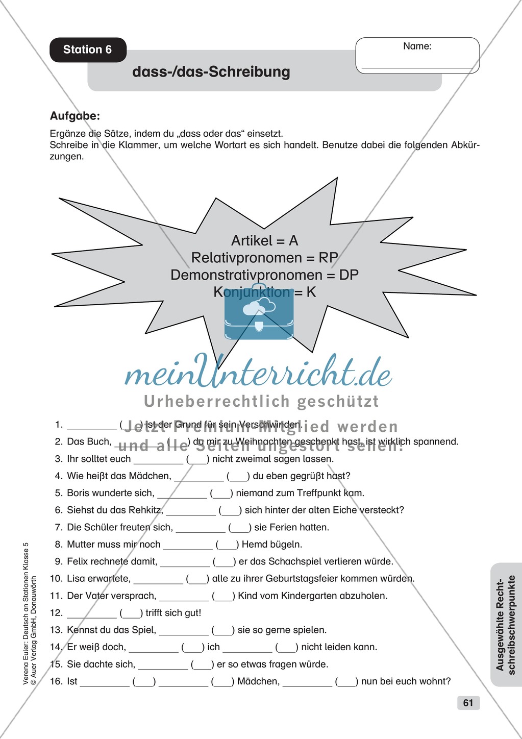Ausgewählte Rechtschreibschwerpunkte: Übungen + Lösungen Preview 6