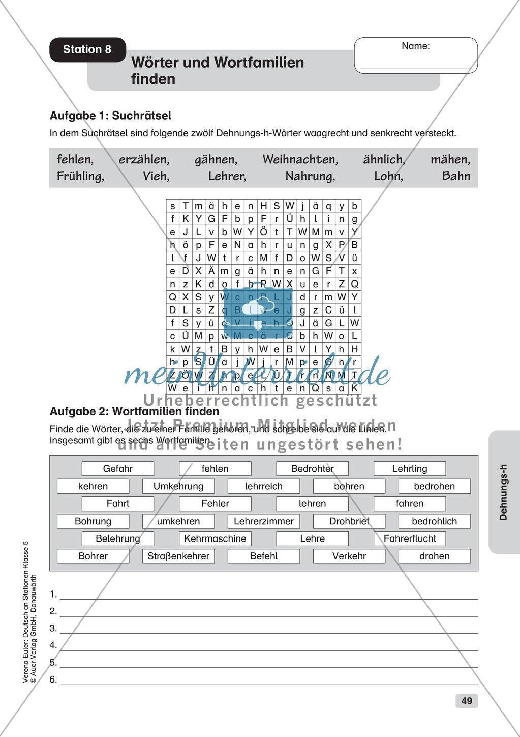 Dehnungs -h: Übungen + Lösungen Preview 9
