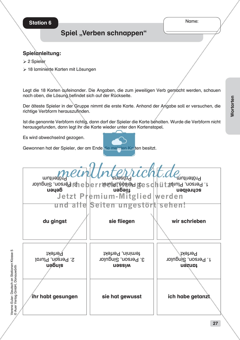 Wortarten: Übungen + Lösungen Preview 6