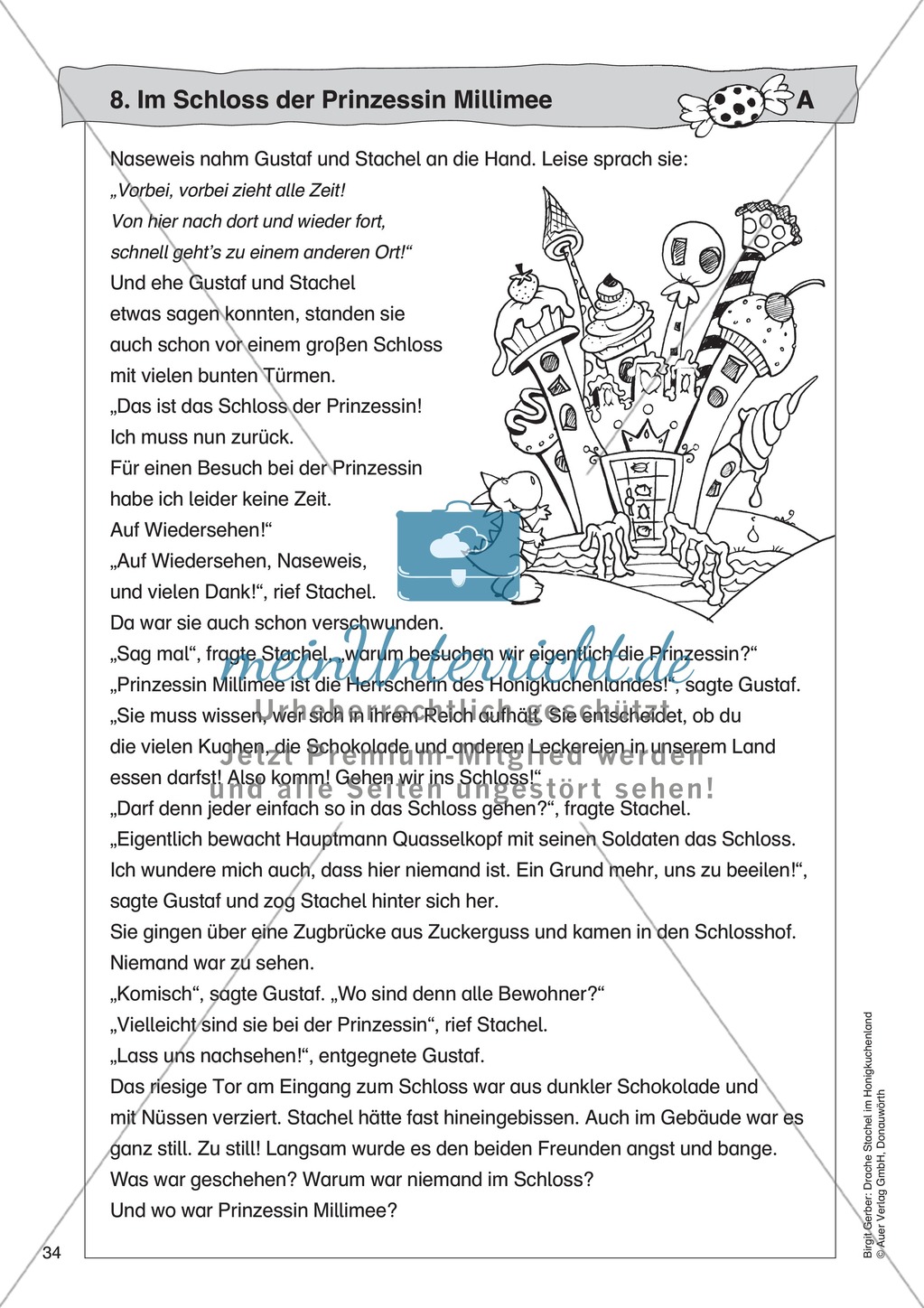 Im Schloss der Prinzessin Millimee: Lesetext + Arbeitsblatt Preview 1