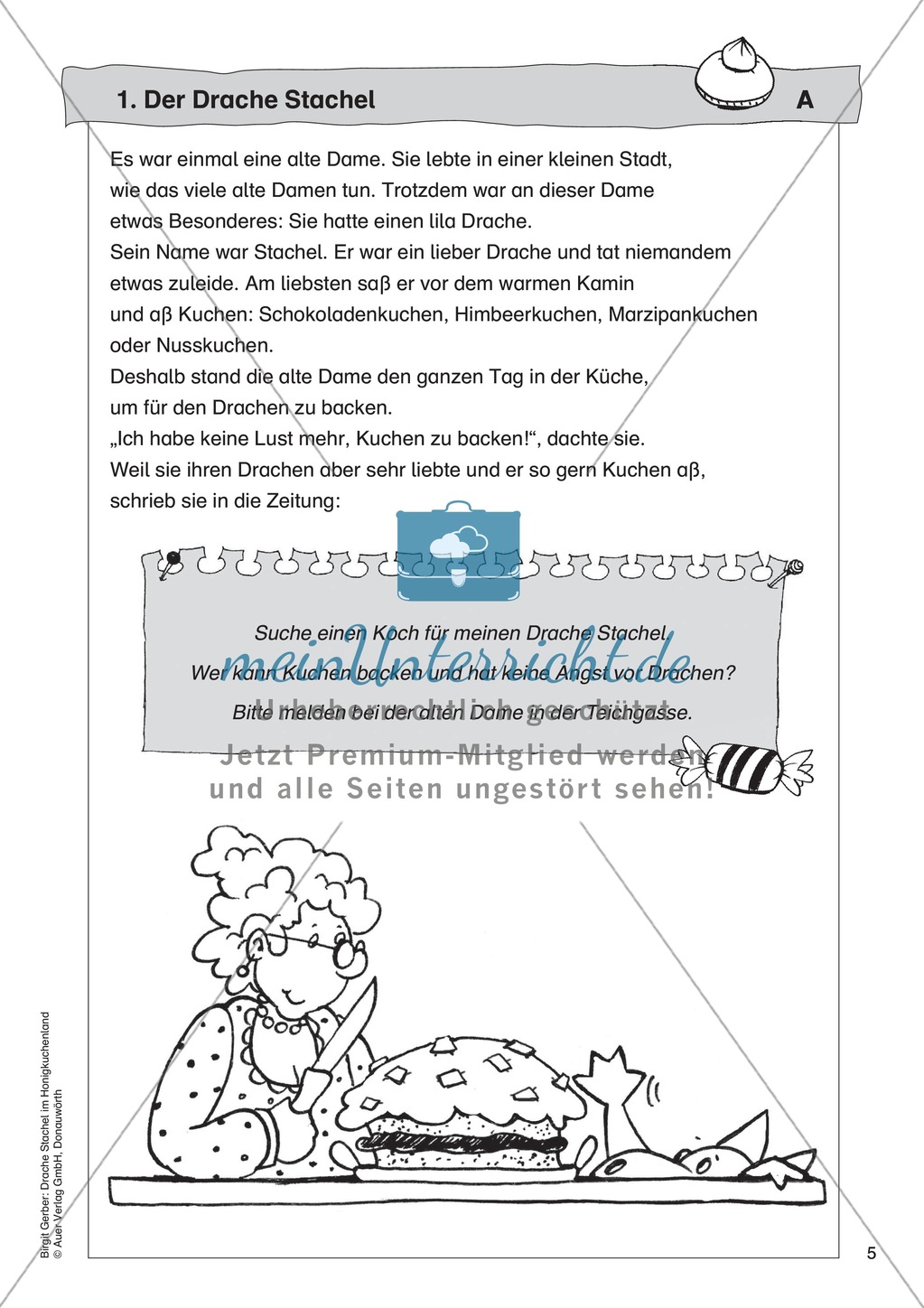 Der Drache Stachel: Lesetext + Arbeitsblatt Preview 1