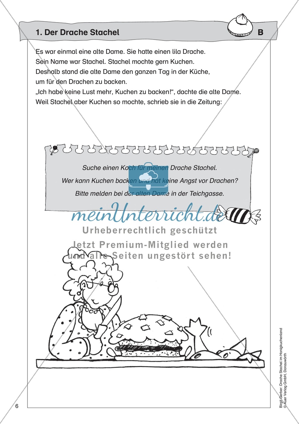 Der Drache Stachel: Lesetext + Arbeitsblatt Preview 2