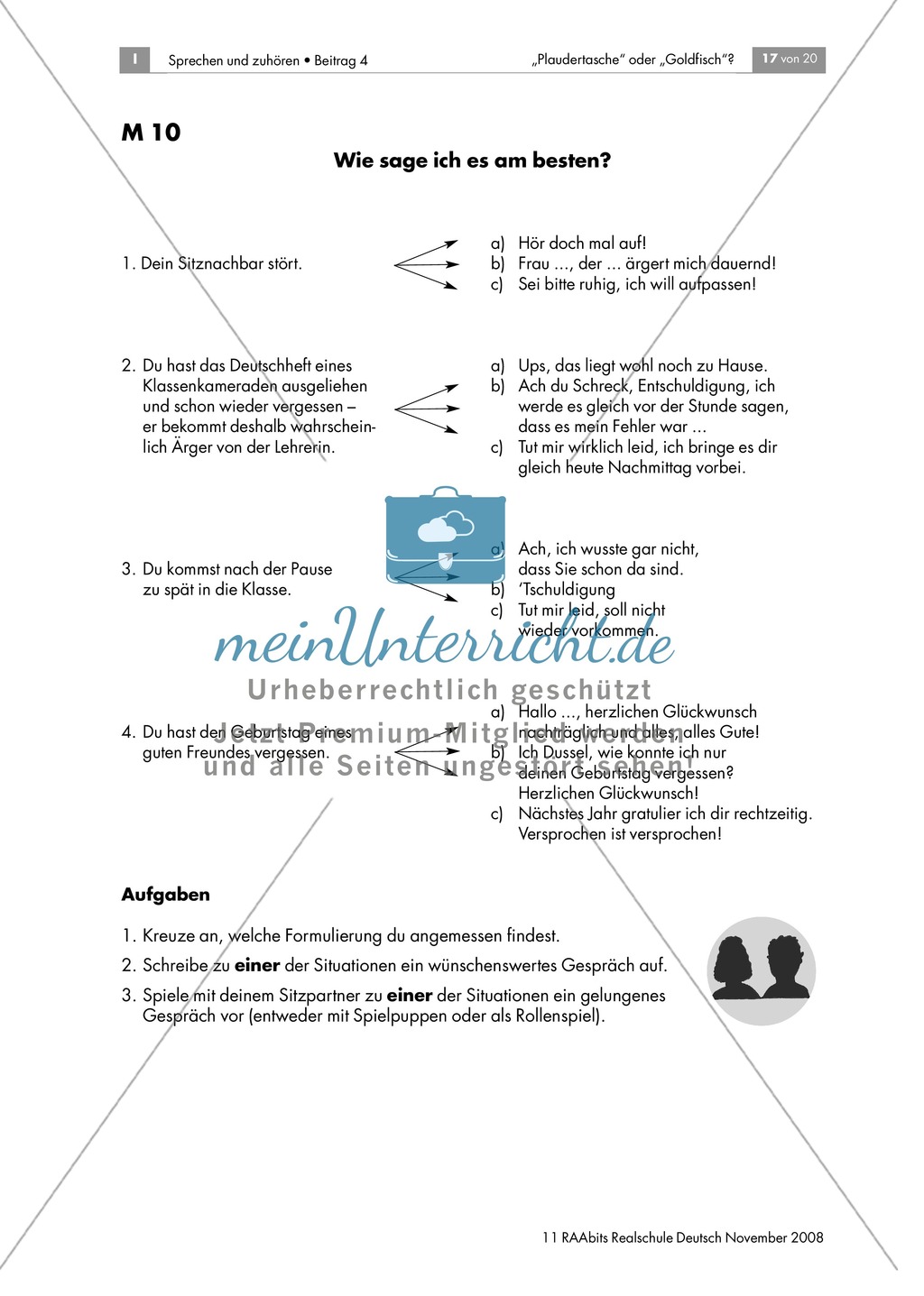 Angemessene Ausdrucksweisen finden - Wünschenswertes Gesprächsverhalten reflektieren und einüben Preview 4