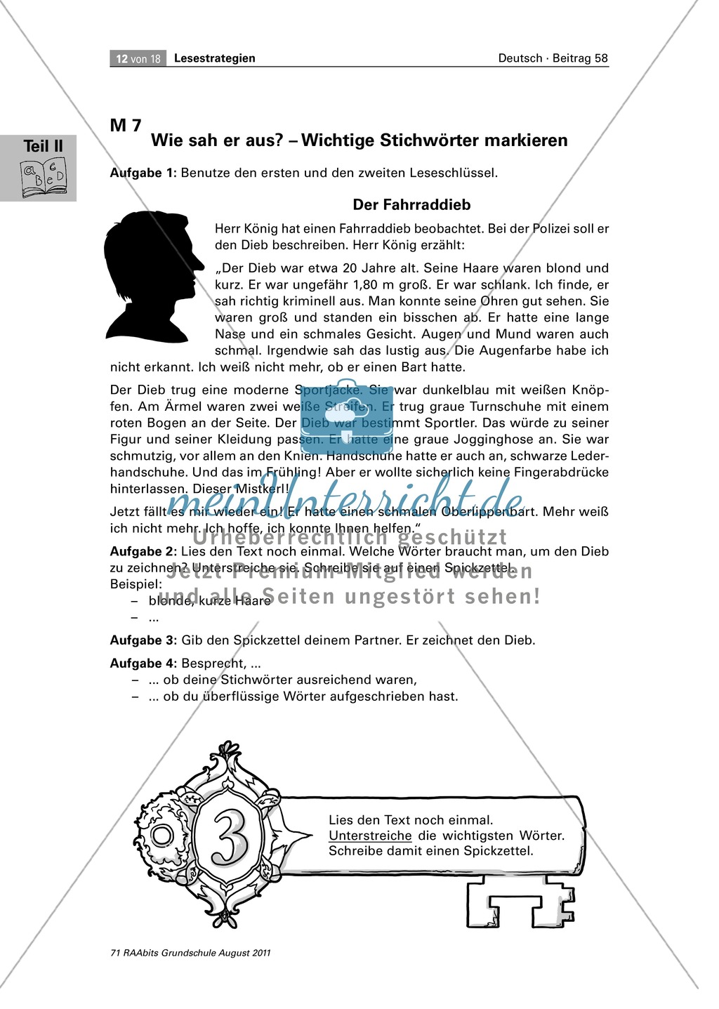 Die vier Schlüssel - Lesestrategien anhand von Sachtexten erarbeiten Preview 12