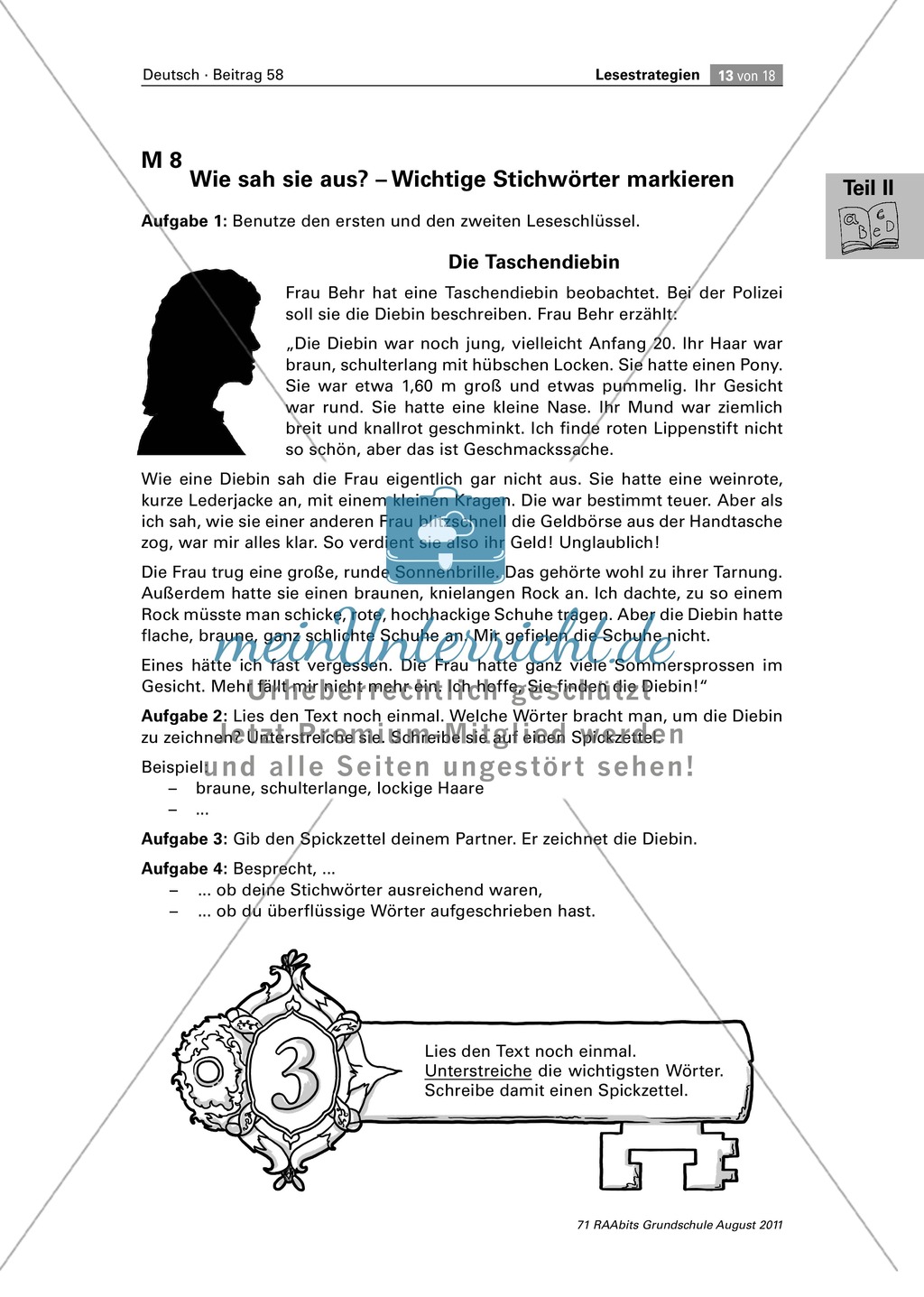 Die vier Schlüssel - Lesestrategien anhand von Sachtexten erarbeiten Preview 13
