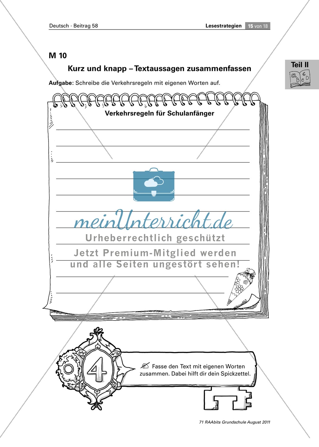 Die vier Schlüssel - Lesestrategien anhand von Sachtexten erarbeiten Preview 15
