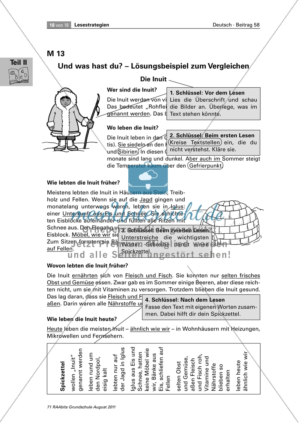 Die vier Schlüssel - Lesestrategien anhand von Sachtexten erarbeiten Preview 18