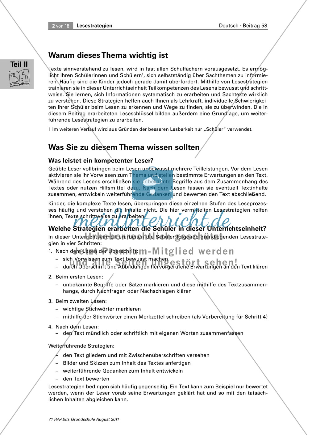 Die vier Schlüssel - Lesestrategien anhand von Sachtexten erarbeiten Preview 2