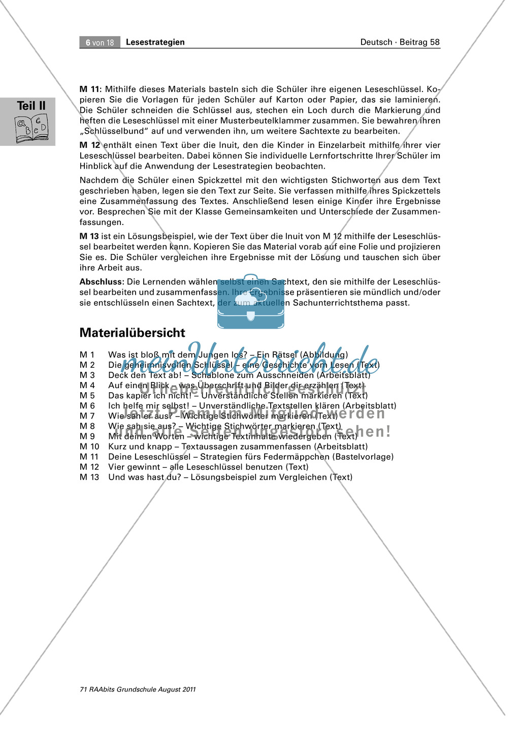 Die vier Schlüssel - Lesestrategien anhand von Sachtexten erarbeiten Preview 6