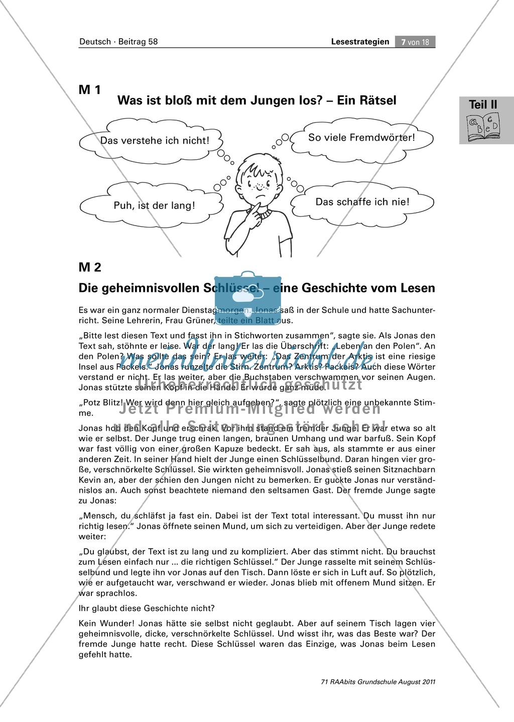 Die vier Schlüssel - Lesestrategien anhand von Sachtexten erarbeiten Preview 7