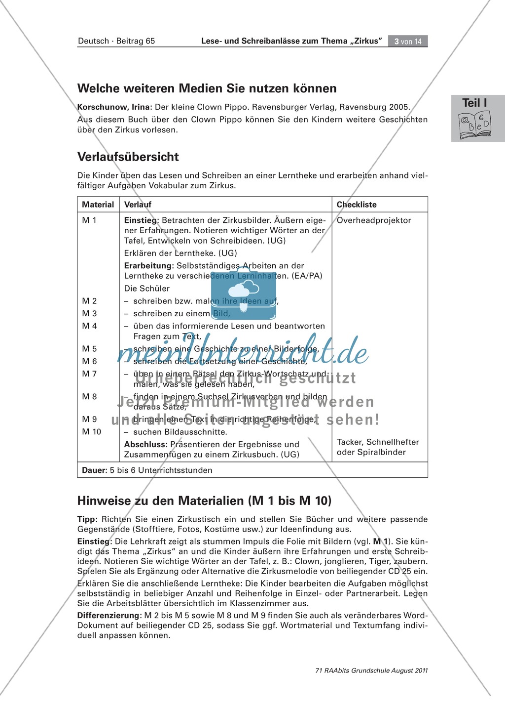Lese- und Schreibanlässe zum Thema