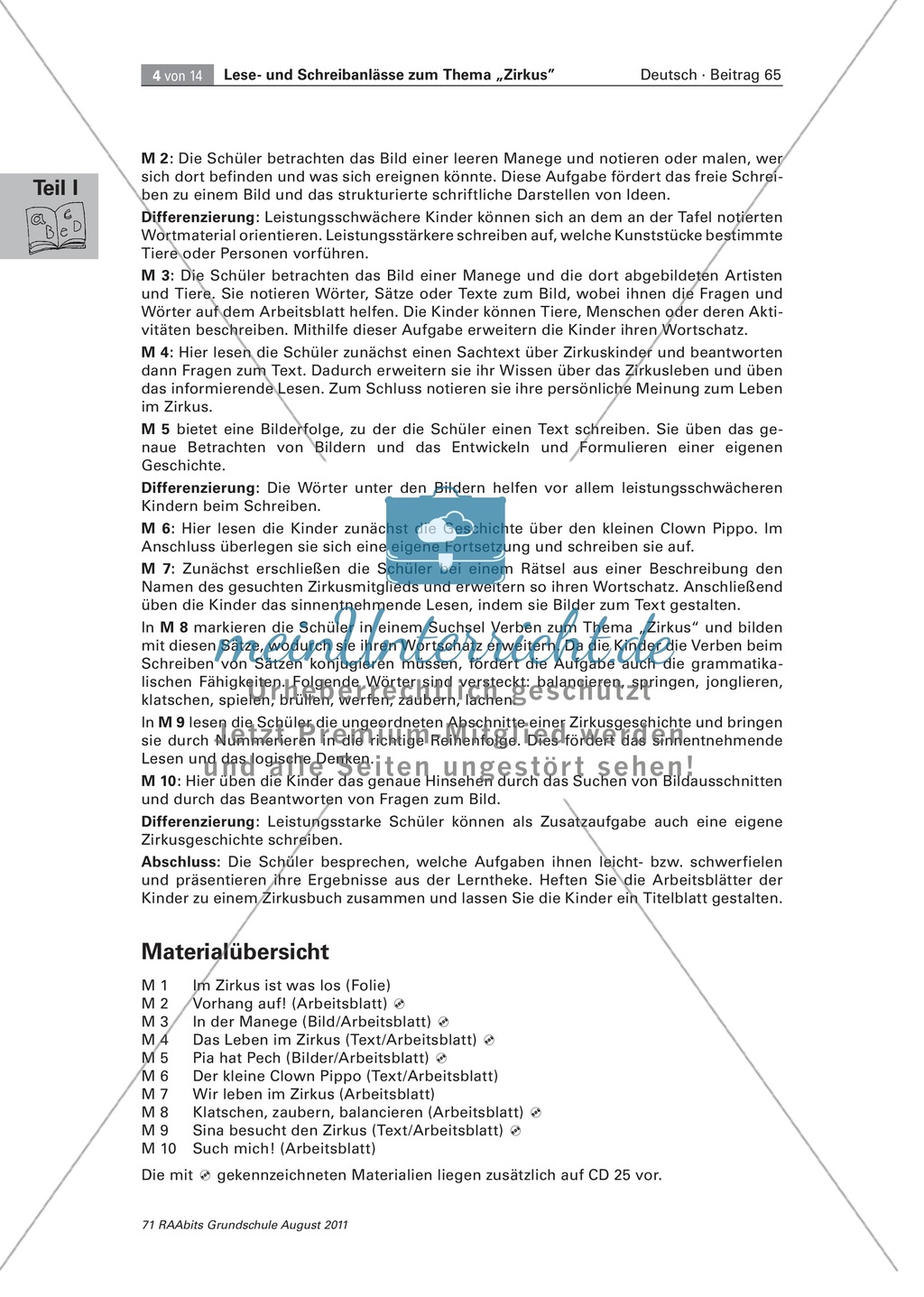 Lese- und Schreibanlässe zum Thema