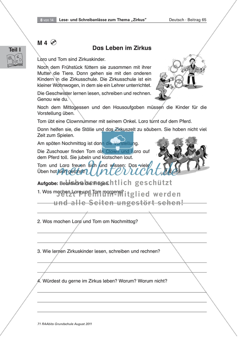Lese- und Schreibanlässe zum Thema