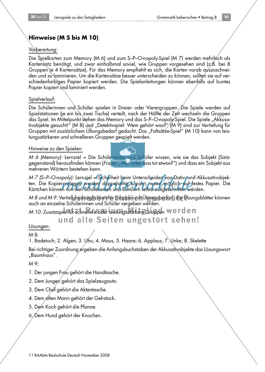 Lernerfolgskontrolle: Satzglieder bestimmen Preview 1