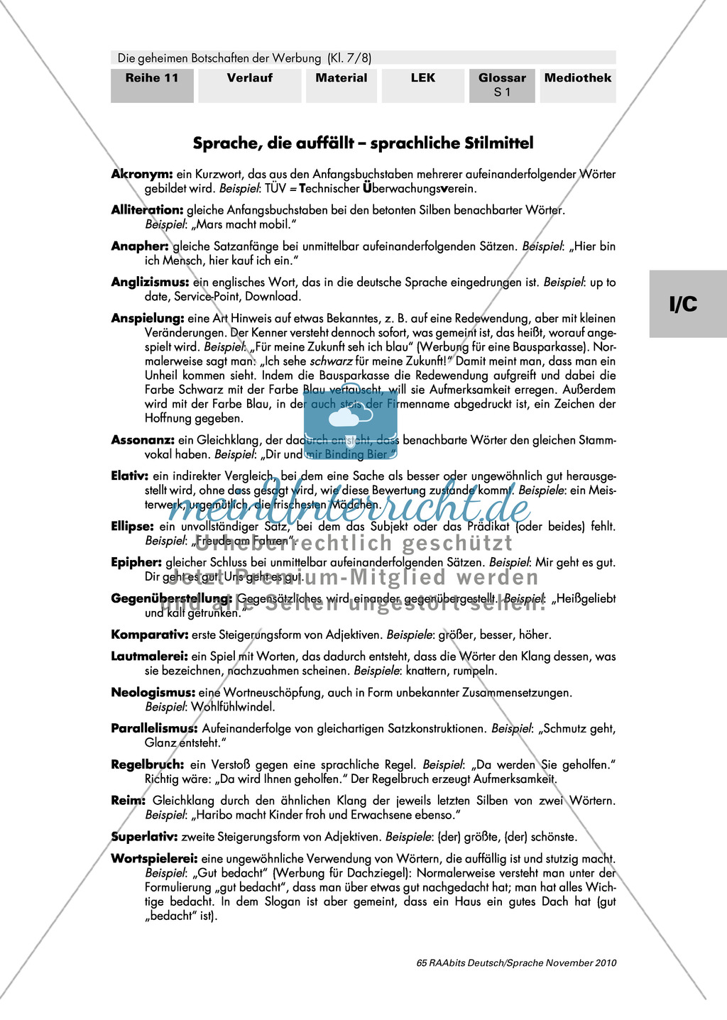 Thema Werbung: Sprachliche Stilmittel Preview 1